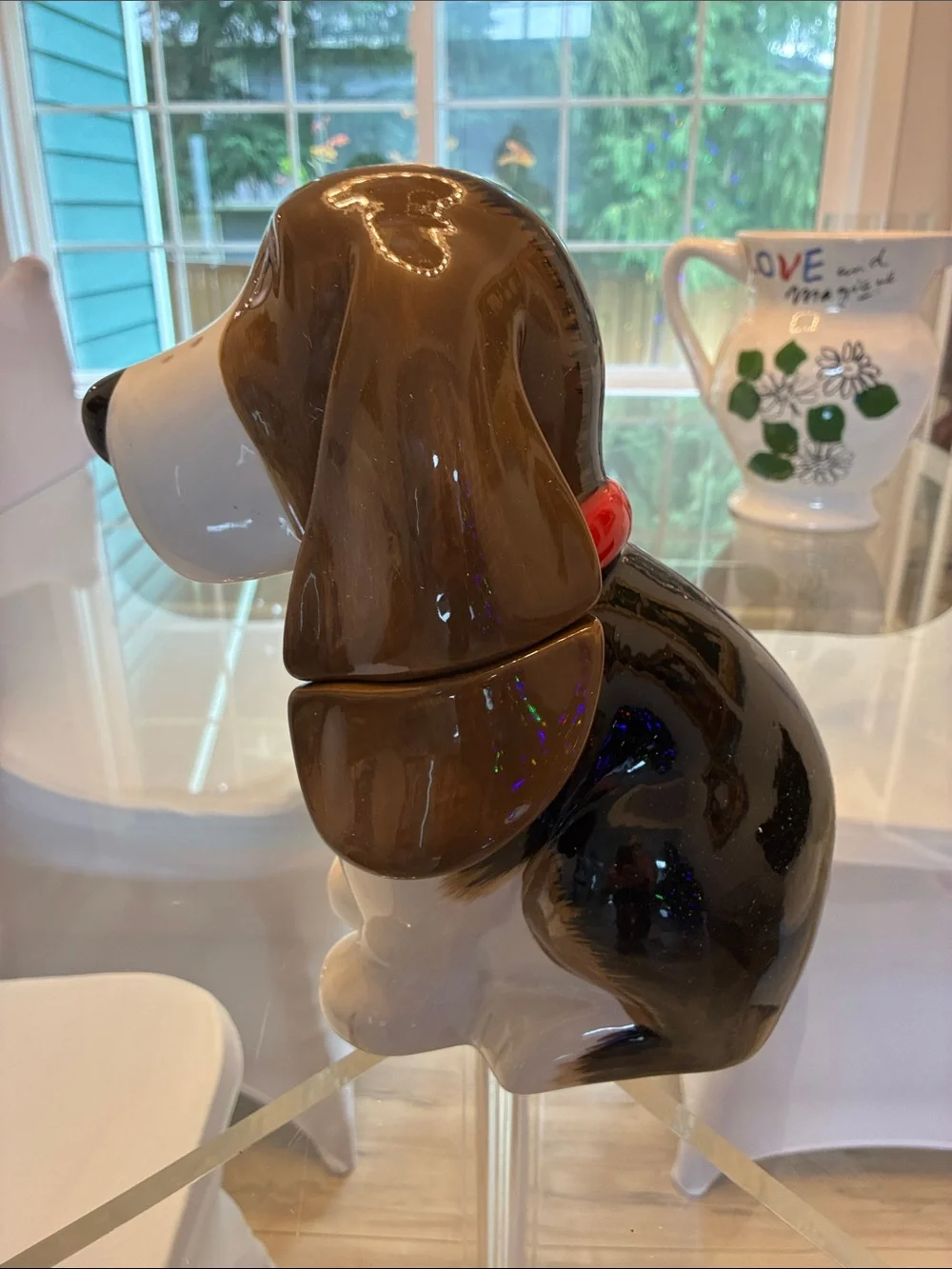 The Pioneer Woman Brown & White Ceramic Dog Treat Jar with Red Collar Accent